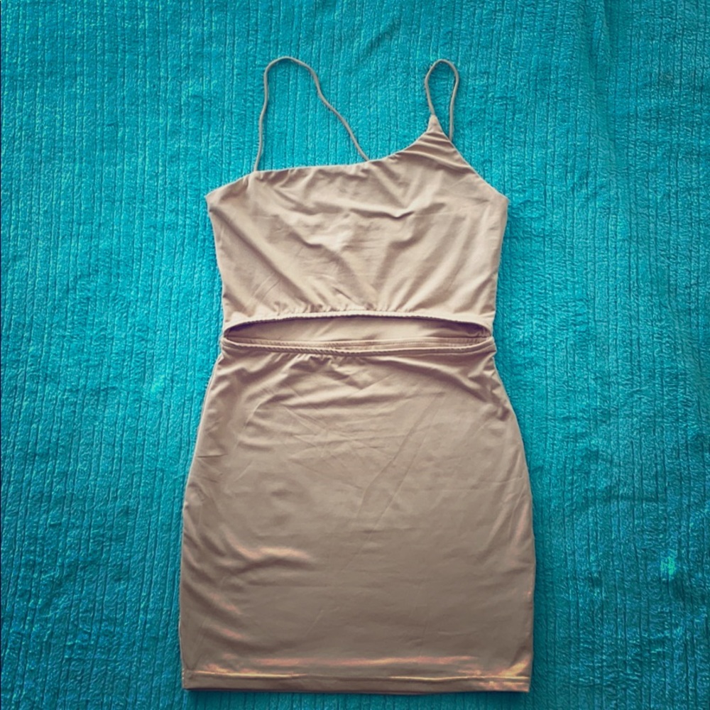 Raven Cut Out Dress in Nude size small